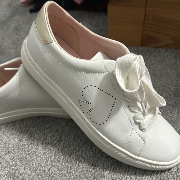 kate spade Shoes - KATE SPADE beautiful Angelise white gold sneakers,  tennis shoes ~ size 8